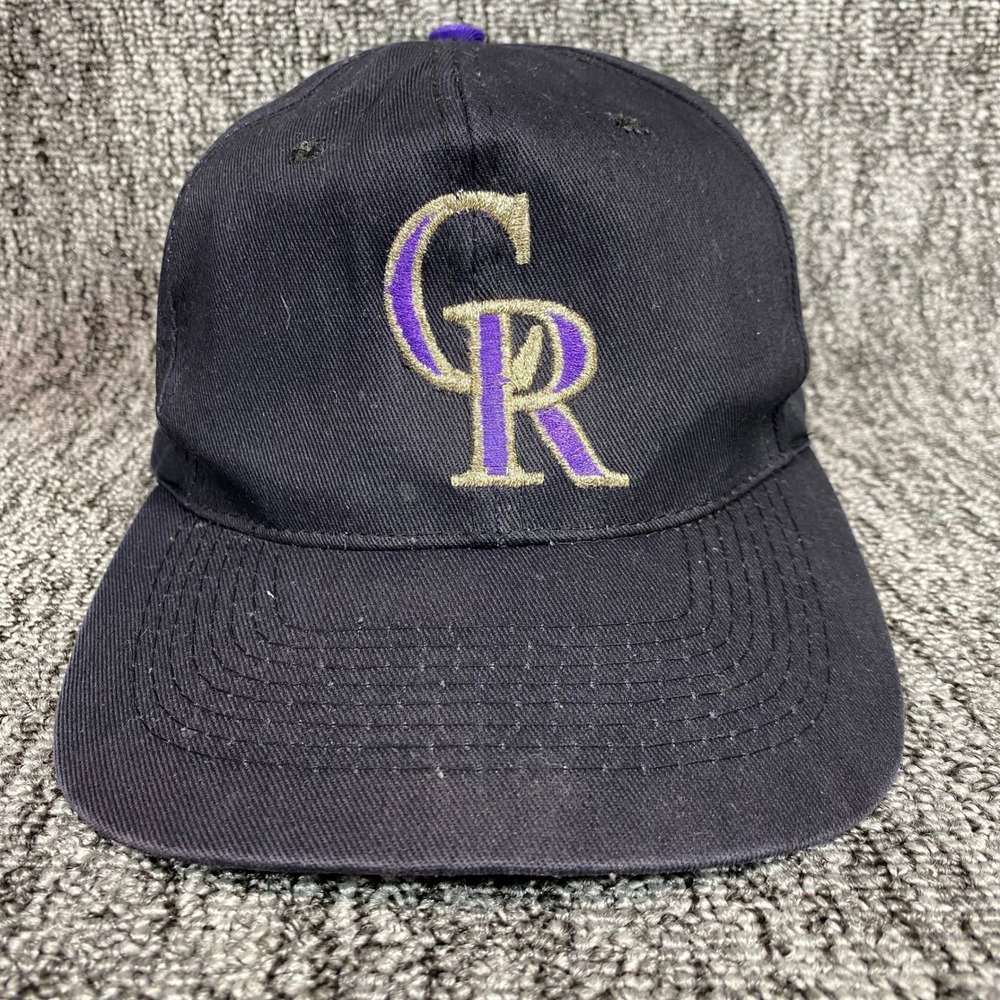 Vtg 1993 Colorado Rockies Snapback‎ Hat KC Caps Logo 7 MLB Baseball Cap Black